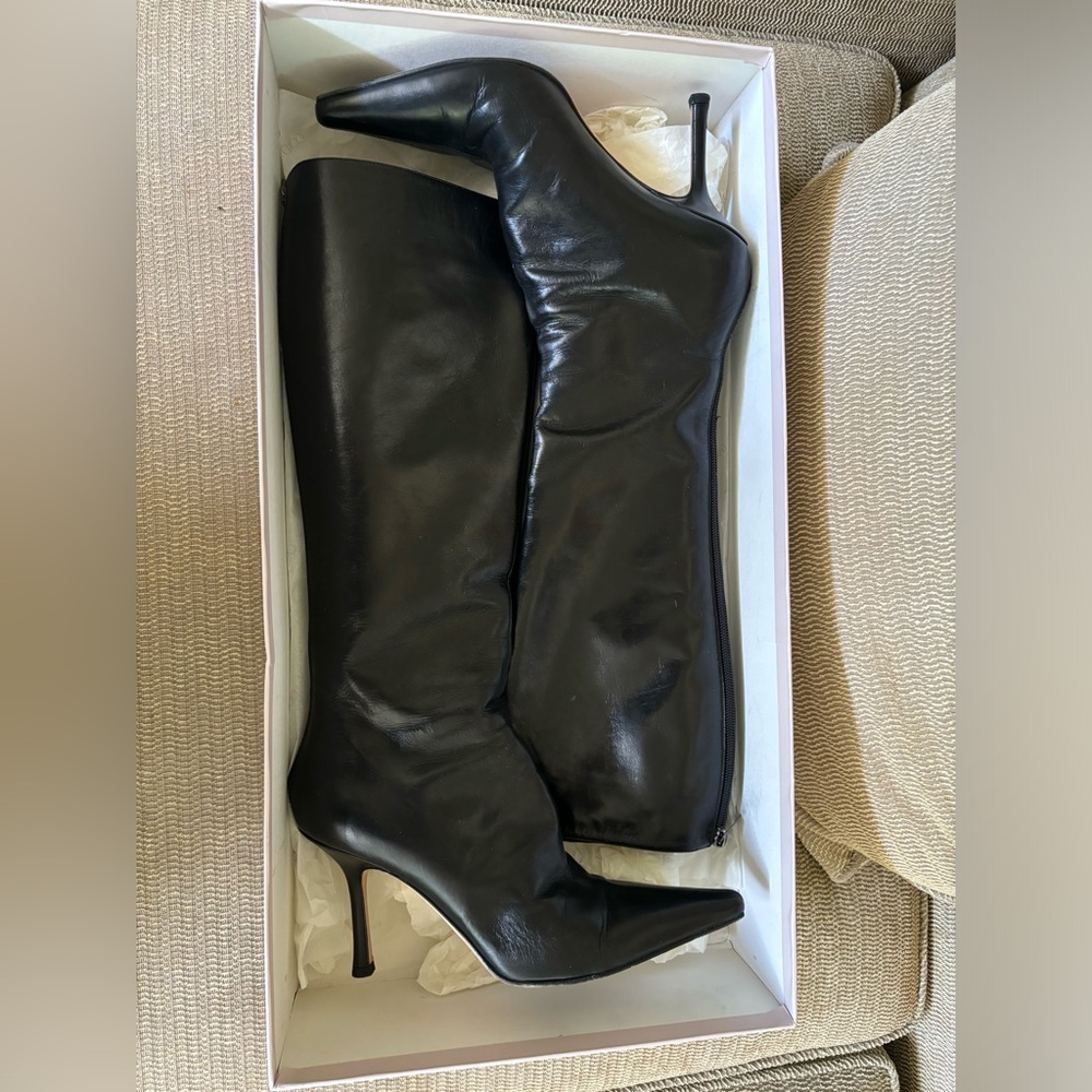 Jimmy Choo Classic Black Leather Peony Boots EU39